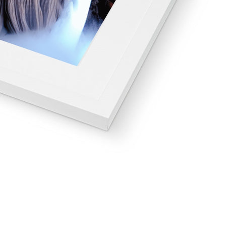 White picture frame with a picture of a woman in her hair in a white t-