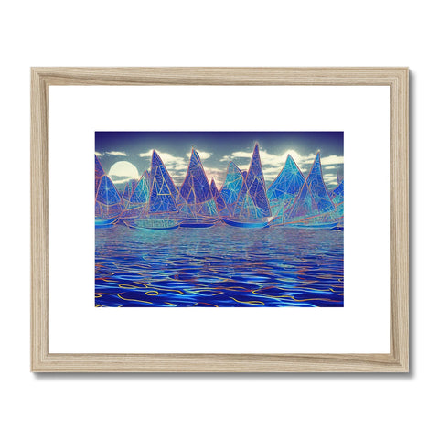 A group of sail boats in all different colors hanging in the lake