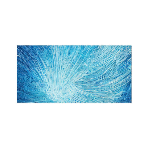An abstract painting of a feather brush on a paper table holding a white brush.