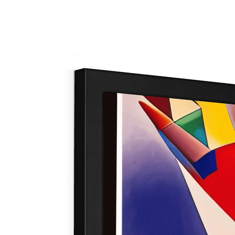 A colorful picture frame holding two television screens.