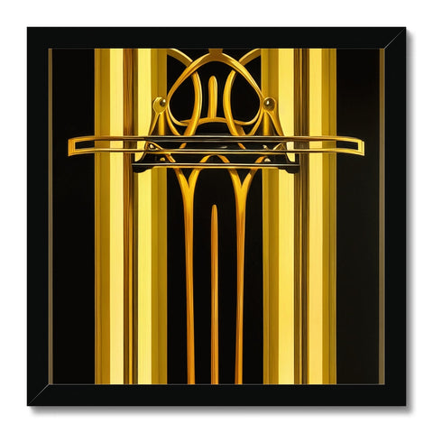A clock with a gold frame hanging from a wall has gold foil with a golden design