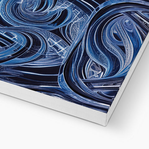 A beautiful blue painting with waves on top of it in a book.