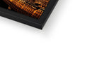 A picture frame with a picture on it displaying something in computer color and black.