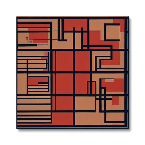 A piece of tile that is done in colorful colors with orange squares.