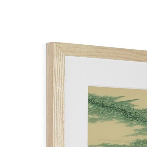 A picture frame that is filled with wood in a green background.