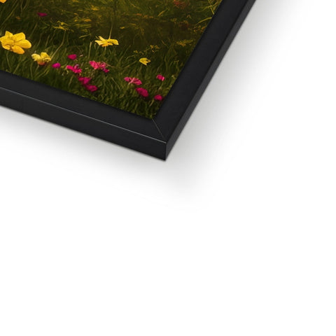 A close up of a picture frame to show the view of the flowers in a box