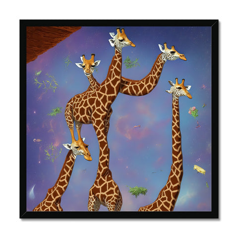Three giraffes are standing on a hillside gazing at a waterfall.