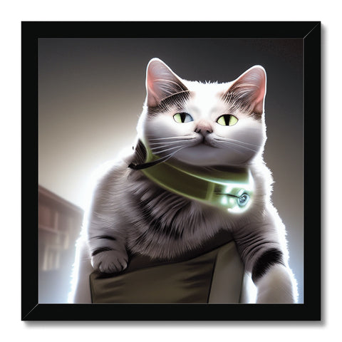 A cat wearing a collar with a green scarf on it is near two other cats.