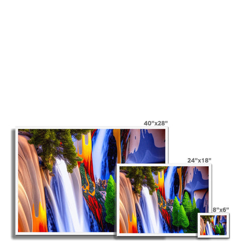 Two white images showing a wall with several colorful shapes and a few landscapes.