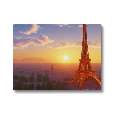 A photo of an image of the Eiffel tower on a postcard board.
