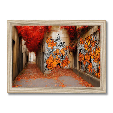 Art print that shows lots of butterflies on a street, graffiti and bugs.