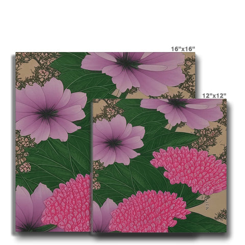 Smiles on wall tiles with colorful placemats and flowers.