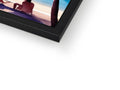 A picture frame with a photo sitting on top of it on a flat panel.