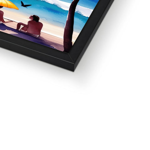 A picture frame with a photo sitting on top of it on a flat panel.
