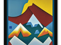 an art print on mountains top a mountain hillside showing mountain peaks for a mountain pose