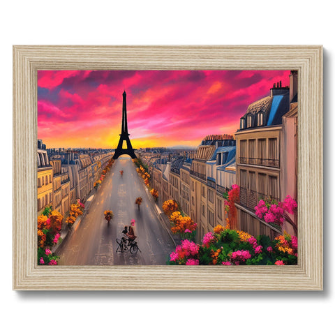 The picture of Paris is pictured on a framed wooden frame