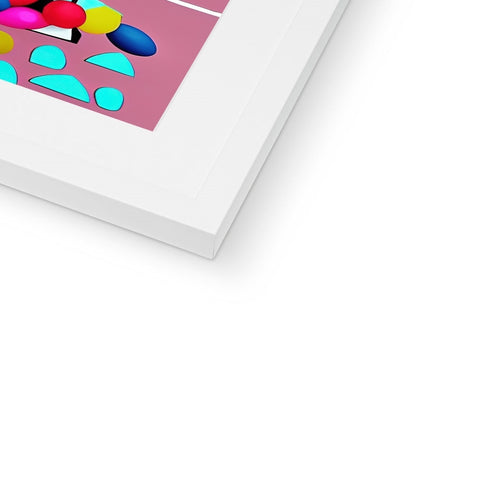 There is an art print of a tablet and candy pills.