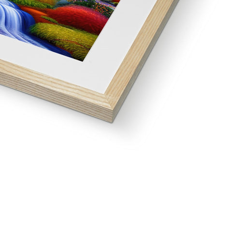 An art print of nature is next to a photograph of trees on a book form some