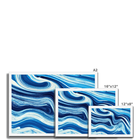 A large piece of blue ocean tile with waves on it