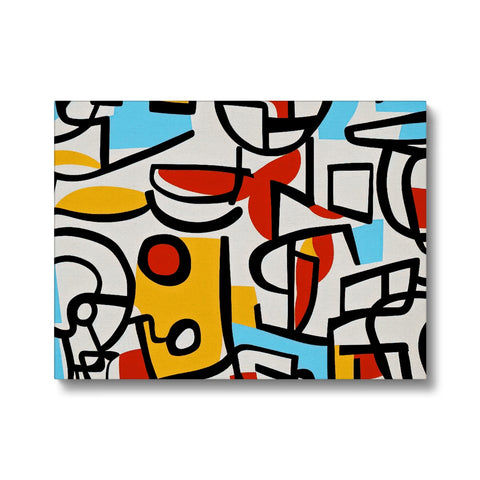 Art print with an abstract style and colors in a tile pan