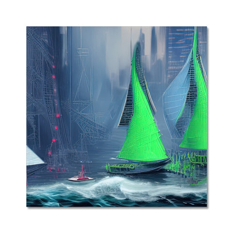 Multiple sailboats on a lake filled with water on a beach with lots of green and