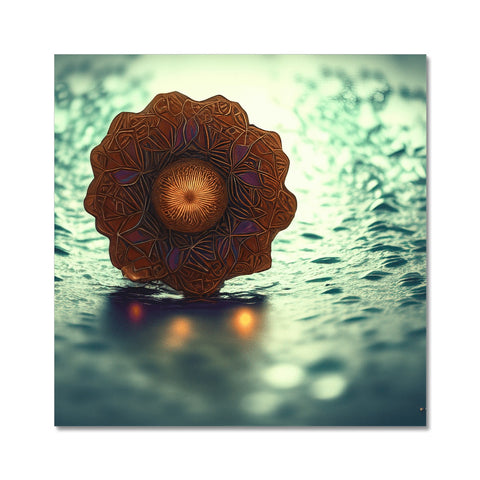 A white background picture with a sun painted image of a corail on a painting on
