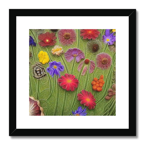 an art print with many vases of pink, purple, yellow and green flowers on