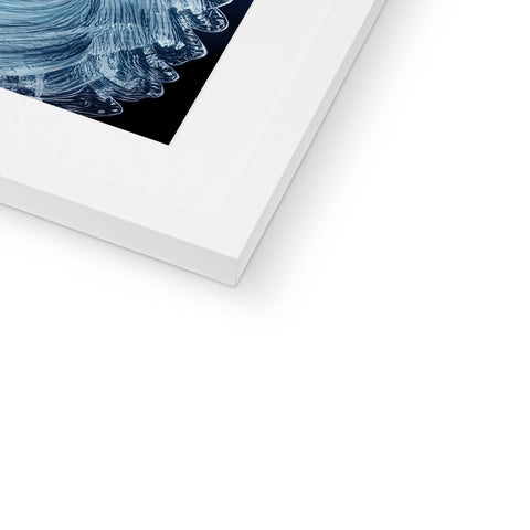 A close up of a piece of the ocean in an image on a frame with blue