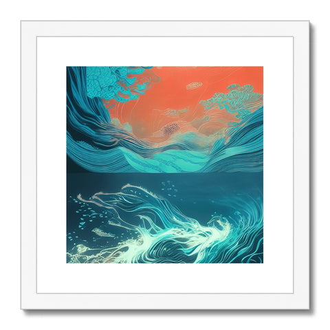 Art print of a sea of water in the background.