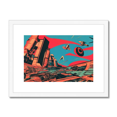 An art print with airplane's hanging from a tree above a forest.