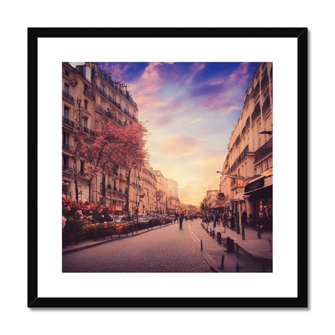 A framed print of Paris pictured with a cat sitting on it's dog head next to