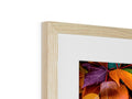 An image on a frame with wood in it is on one side.