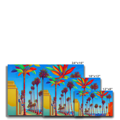 A wall tile with green art print of palm trees