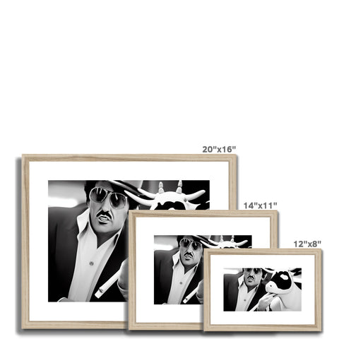A black and white photo frame with four photographs arranged in different categories