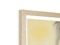 White painting of a tree in the background of a wood framed picture frame.