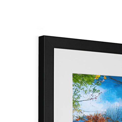 A picture of a picture frame with different landscapes, trees, colors and art on it