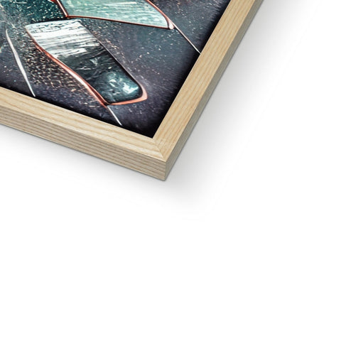A photo book is printed on wood in a frame
