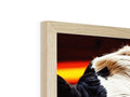 A wooden frame of a picture of a zebra standing on a fireplace mantelpiece