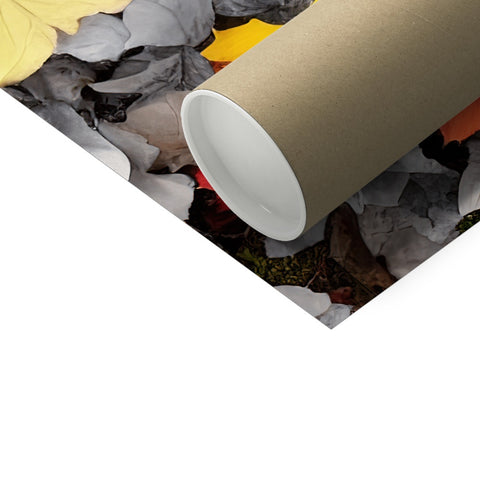 A toilet paper roll that is full of yellowed and brown tissue paper.