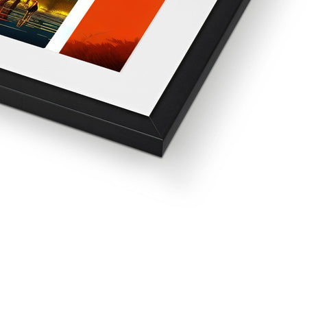 A photo of the top of a picture frame framed on a wall.