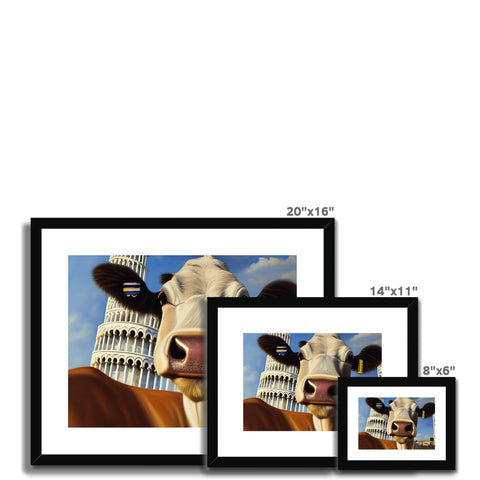 A small group of cows sitting on top of a picture frame in different states of the