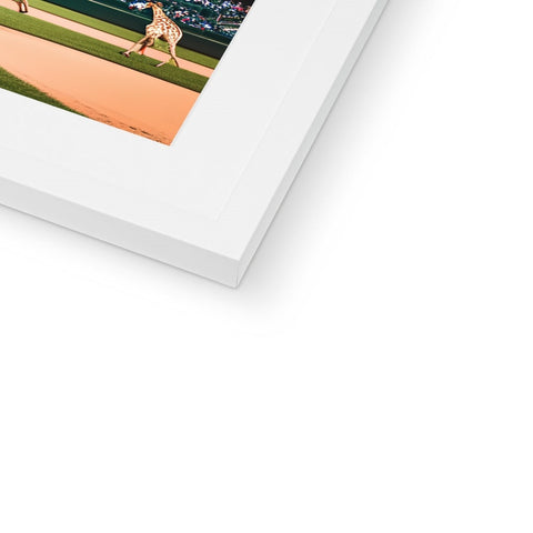 A baseball image on a photo frame with people playing the game.