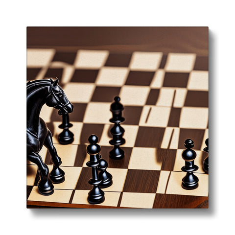 A game board with three chess pieces in a large white background