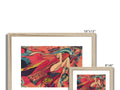 A large framed image of art prints on a wooden frame with three different frames