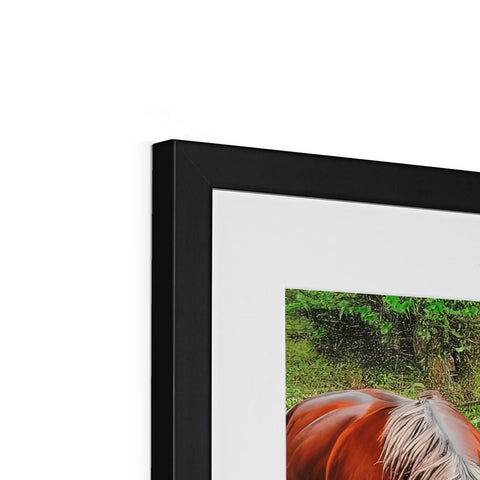 there is a close up of a horse standing on top of a picture frame