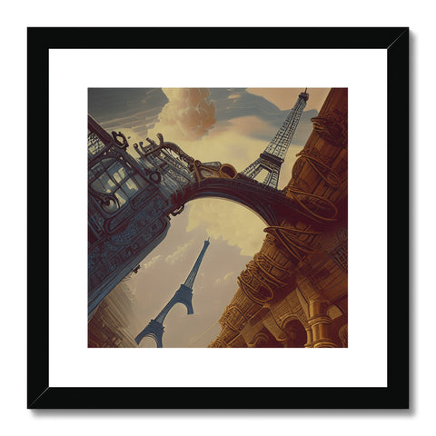 A framed art print of a beautiful painted image of the Eiffel tower.