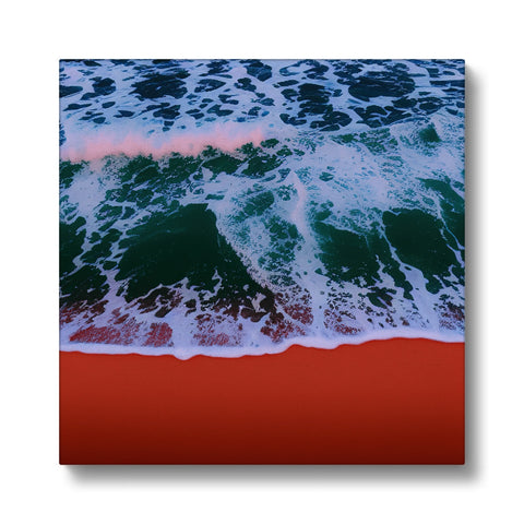 a bunch of red water waves in a glassy background on the beach
