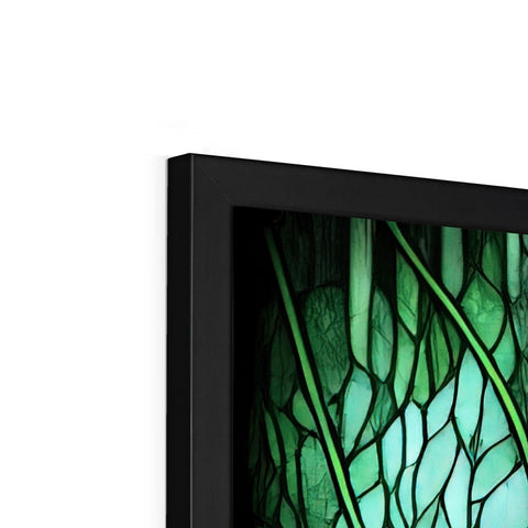 A television that shows a wide television in a room with lots of plants.