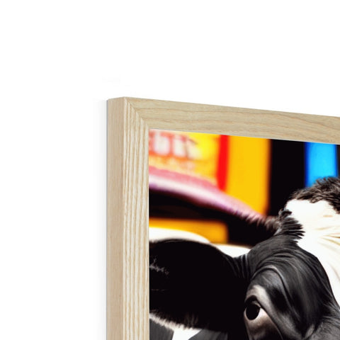 A wooden picture frame with a panda and zebra on top of it holding a