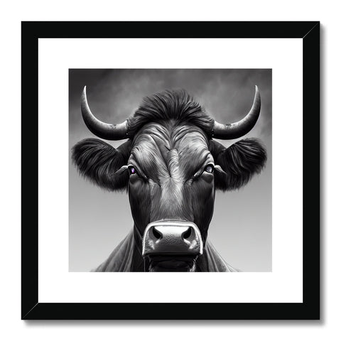 a bull standing with its horns of a black cow is about to pout.